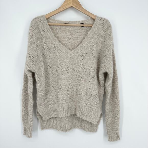 Scotch & Soda Maison Scotch V-Neck Sweater Alpaca Mohair Wool Blend Open Knit - Picture 4 of 13